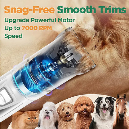 Abs-Infused Universal Pet Grooming Kit with Low-Noise Rechargeable Cordless Hair Clippers, Paw Trimmer & Nail Grinder, Supports Cell Health, for Dogs & Rabbit Beauty/Hair Care (White),Sohochic