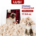 Lusi Premium Natural Dry Cat Food & Treat, High-Quality Freeze-Dried Chicken Chunks - 17.64 Oz Chunked Form, Supports Feline Feeding & Nutrition for All Cat Ages, Dry Food