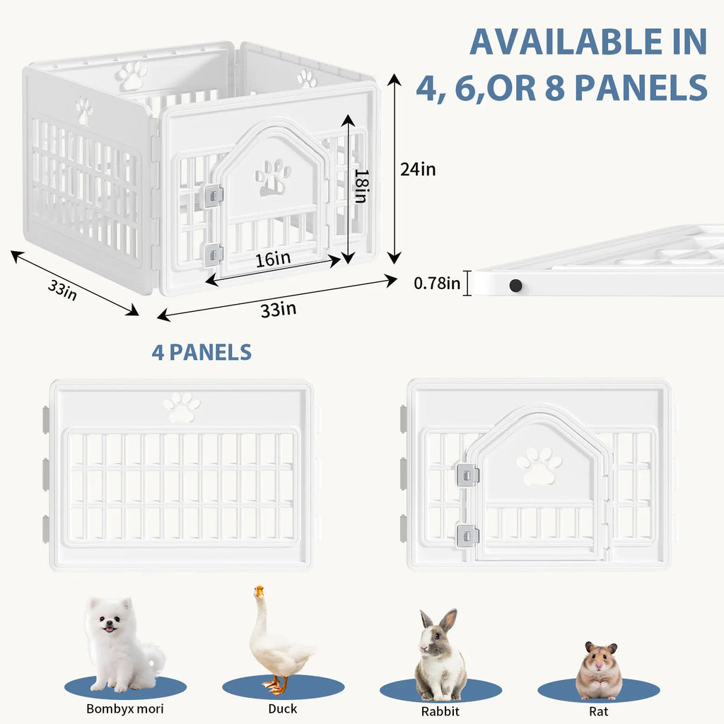 Sweetcrispy S Plastic Panel Dog Playpen - Pet Enclosure with Multiple Panel Sets, Tool-Free Setup, Custom Configuration, Flexible Shape, Secure Latch, Secure Door Closure