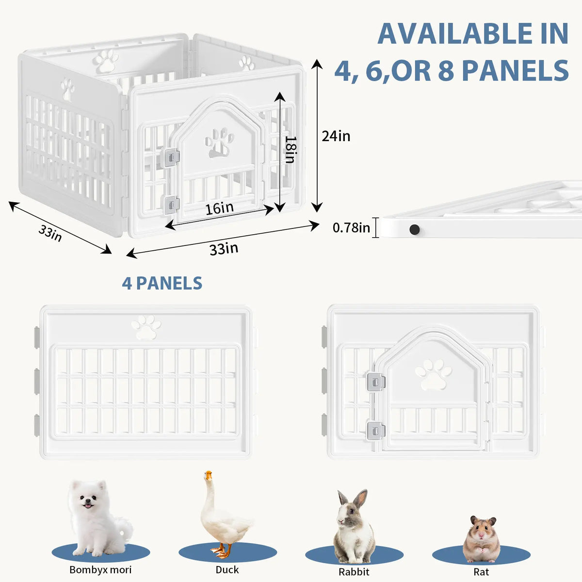 Sweetcrispy S Plastic Panel Dog Playpen - Pet Enclosure with Multiple Panel Sets, Tool-Free Setup, Custom Configuration, Flexible Shape, Secure Latch, Secure Door Closure