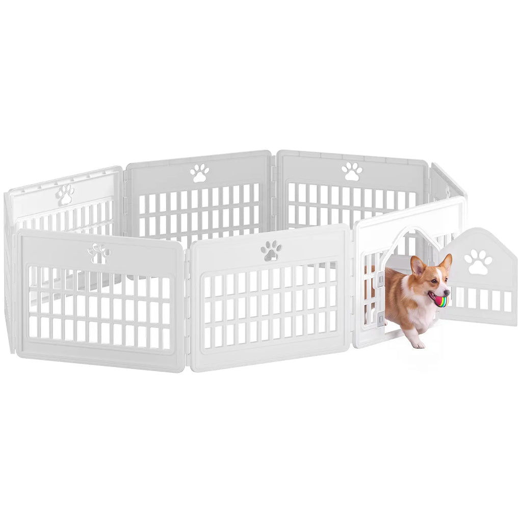 Sweetcrispy S Plastic Panel Dog Playpen - Pet Enclosure with Multiple Panel Sets, Tool-Free Setup, Custom Configuration, Flexible Shape, Secure Latch, Secure Door Closure