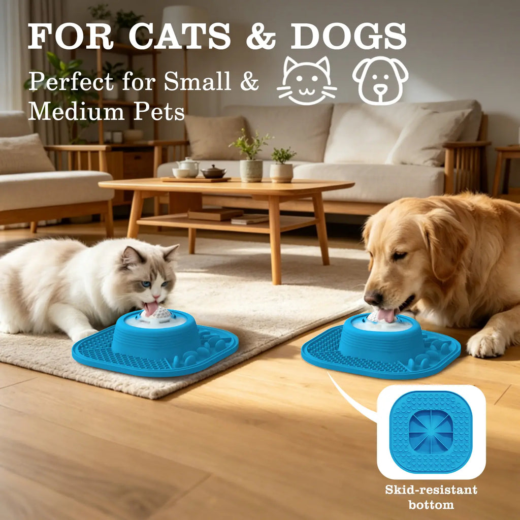 Pawlove Dog Food Slow Feeder Bowl - Ball-In Design Neater Feeder, 3/4 Cup Food-Grade Licking Bowl, Anti-Slip Rubber, Ball Movement Curbs Splash Mess, Bone Broth Ready, Dishwasher Safe, Puppy Anxiety Relief | Pet Feeding Supplies