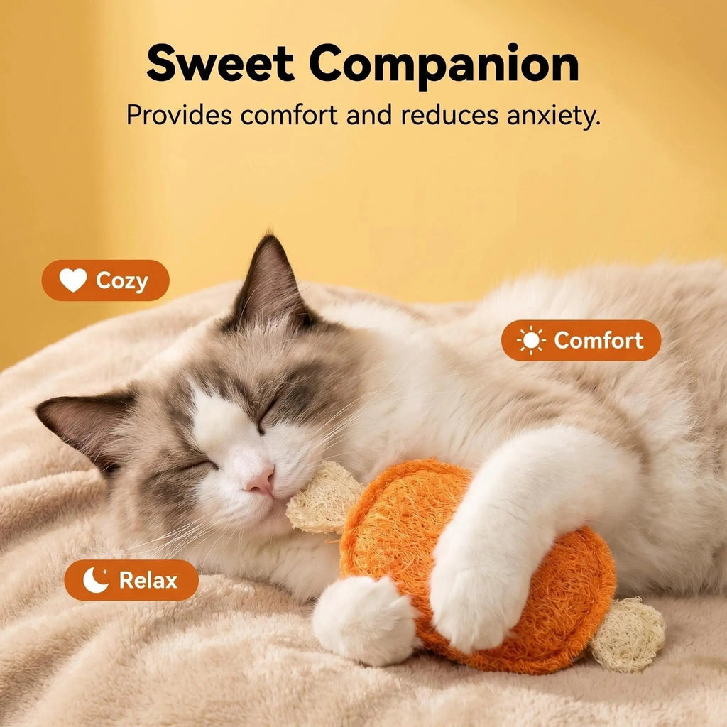 3-Pack Natural Loofah Food Shapes Pet Chew Toys (Chicken Leg, Drumstick, Egg) - Catnip & Silvervine, Antibacterial Molar Cleaning, Anxiety Relief, Chew Scratcher, Non-Toxic Biodegradable, Universal Fit for Cats & Dogs