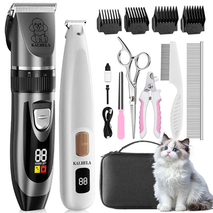 Abs-Infused Universal Pet Grooming Kit with Low-Noise Rechargeable Cordless Hair Clippers, Paw Trimmer & Nail Grinder, Supports Cell Health, for Dogs & Rabbit Beauty/Hair Care (White),Sohochic