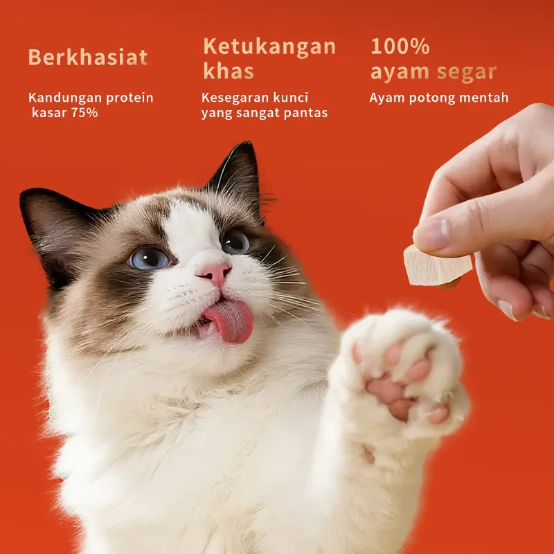 Lusi Premium Natural Dry Cat Food & Treat, High-Quality Freeze-Dried Chicken Chunks - 17.64 Oz Chunked Form, Supports Feline Feeding & Nutrition for All Cat Ages, Dry Food