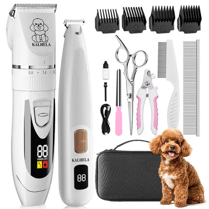 Abs-Infused Universal Pet Grooming Kit with Low-Noise Rechargeable Cordless Hair Clippers, Paw Trimmer & Nail Grinder, Supports Cell Health, for Dogs & Rabbit Beauty/Hair Care (White),Sohochic