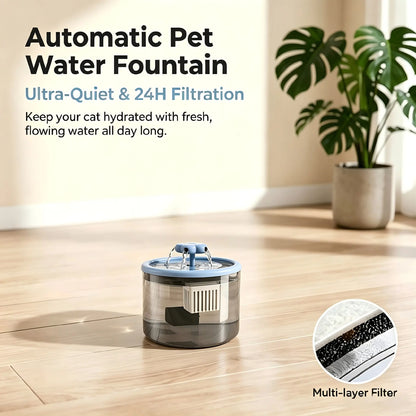 Cat Water Fountain Dispenser, Transparent Design, Quiet Operation, Usb-Powered, Recirculating Filter, Indoor Cat Drinking Fountain