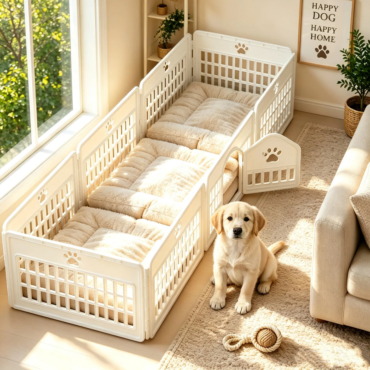 Sweetcrispy S Plastic Panel Dog Playpen - Pet Enclosure with Multiple Panel Sets, Tool-Free Setup, Custom Configuration, Flexible Shape, Secure Latch, Secure Door Closure