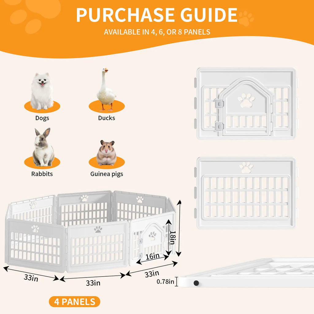 Sweetcrispy S Plastic Panel Dog Playpen - Pet Enclosure with Multiple Panel Sets, Tool-Free Setup, Custom Configuration, Flexible Shape, Secure Latch, Secure Door Closure